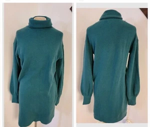 Vestido suéter J.Crew para mujer cuello de tortuga pequeño manga globo verde hilo suave - Imagen 1 de 10