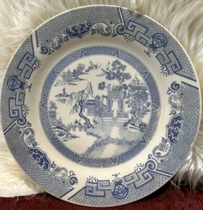 Hellblau & weißer chinesischer Teller. 10,5."Ohne Marke. Top Vintage Zustand. - Bild 1 von 4