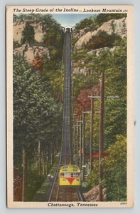 Postcard Chattanooga TN Lookout Mountain Steep Cable Incline Unposted Linen - Picture 1 of 2