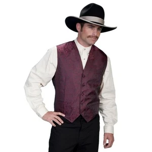Scully Men's Classic Paisley Burgundy Western Vest RW093N-BUR - Picture 1 of 2