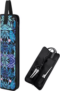 Universal Curling Iron Travel Case, Heat-Resistant, Canvas, Blue Flower - Picture 1 of 7