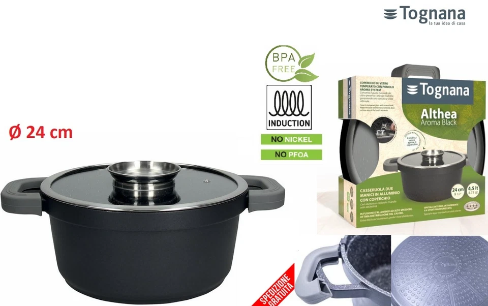 Tognana Porcellane Casseruola antiaderente 24 cm Pentola Coperchio V475896agrb