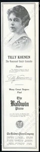 Foto de Tilly Koenen 1917 piano Baldwin anuncio impreso comercial vintage - Imagen 1 de 7