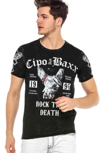 Camiseta hombre Cipo & Baxx ROCKER negra CT565 todas las tallas Nuevo - Imagen 1 de 4