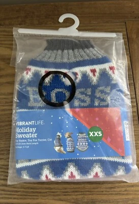 NIP Vibrant Life BOSS Holiday Dog Sweater Fair Isle Christmas Sz XXS Toy Yorkie - Image 1 of 4