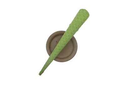 Green Komon Kimono Hair Clip, Long Upcycled 130mm Metal Hair Accessory - Image 1 of 4