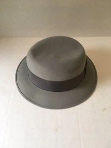 Vintage Men's 1957 Stetson "Royal Deluxe" Hat Medium Grey w/Black Band size 71/4 - Picture 1 of 9