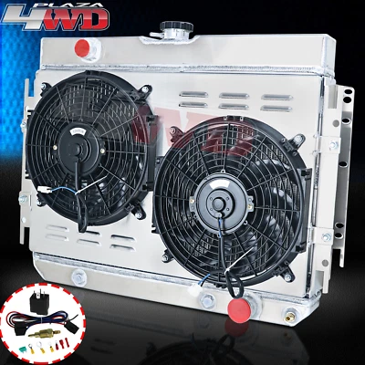 4 Row Radiator Shroud Fan For 1963-1968 Chevy Bel Air Biscayne Caprice Impala V8 - Image 1 of 4