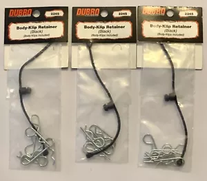 Lot Of 3 2245 DuBro Body Klip Retainers w/Body Clips Black DUB2245 Rc Car Body - Picture 1 of 2