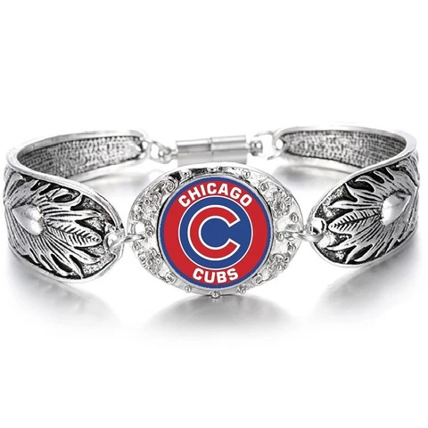 Chicago Cubs Women's Sterling Silver Bracelet Baseball w Gift Pkg D3 Cover