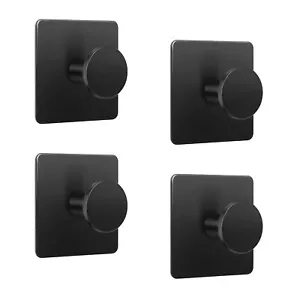 Modern Coat Hook Matte Black Self Adhesive Modern Wall Hook 4 Pack Stainless Ste - Picture 1 of 9