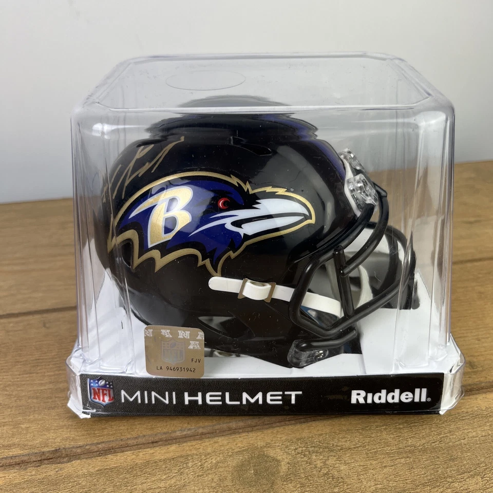 Minicasco Joe Flacco ED REED Baltimore Ravens Riddell certificado de autenticidad firmado por la NFL Foto 1 de 4
