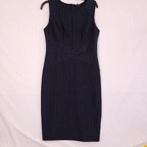 Vfshow Women Navy Blue Front/ Back Zipper   Sleeveless Casual Striped Bodycon M - Picture 1 of 11
