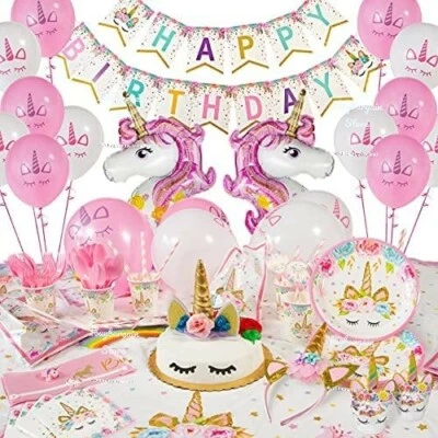 NICRO UNICORN Birthday Party Tableware Set Supplies Children Girls Decoration Balloons
