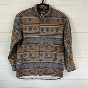 Cabela's Mens Aztec Print Button Front Flannel Shirt Sz M Rust/Blue Cotton - Picture 1 of 9