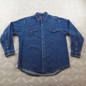 Vintage Wrangler Denim Button Up Shirt 15.5/34 Cowboy Cut Regular Fit Western - Picture 1 of 9