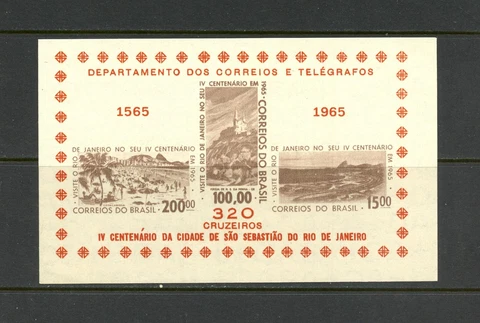 Q999   Brazil   1965   4th Century - Rio de Janiero   IMPERF SHEET   MNH Cover