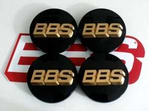"NEW" REAL BBS FLOATING BLACK & 3-D GOLD 56mm CENTER CAP EMBLEMS 58071049 - Picture 1 of 2