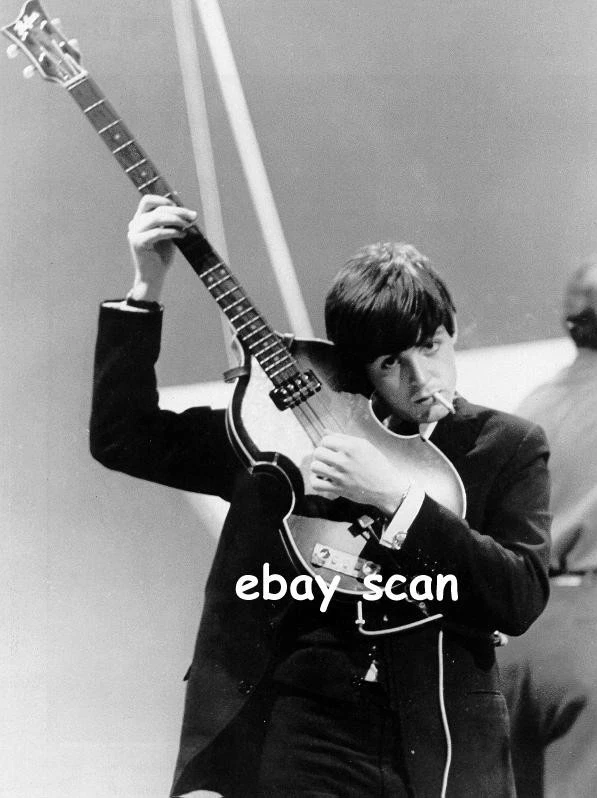 THE BEATLES PAUL MCCARTNEY A HARD DAYS NIGHT HOFNER BASS PHOTO POSTER REPRINT - Image 1 of 1