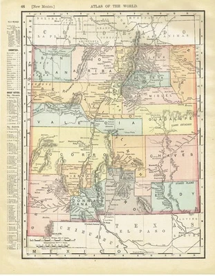 Dated 1902 Antique Color Maps of  New Mexico and Colorado - Image 1 of 4