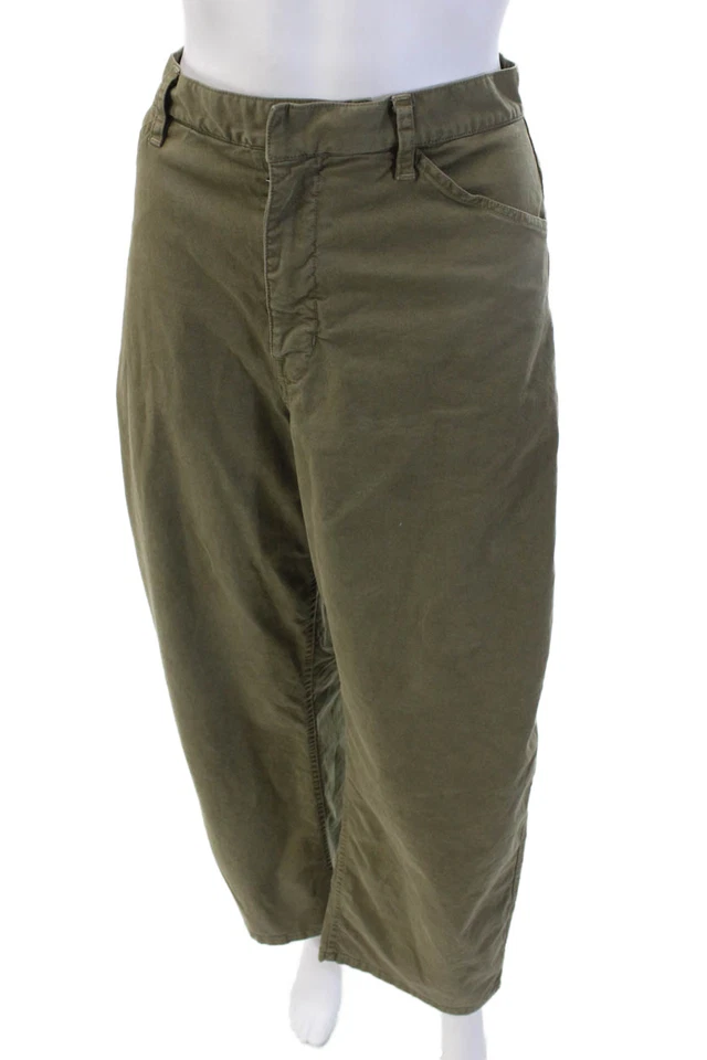 Pantalones chinos Nili Lotan para mujer verde militar botones algodón elástico talla 10 Foto 1 de 4