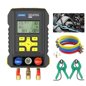 Digital AC A/C Gauge Set HVAC Refrigeration Automotive Manifold Gauge with Hose - Picture 1 of 21
