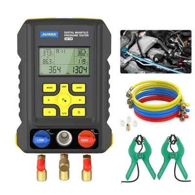 Digital AC A/C Gauge Set HVAC Refrigeration Automotive Manifold Gauge with Hose - Image 1 of 4