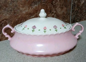 SELTENE rosa Metlox Poppytrail Vernon Ware Blumen bedeckt Servierschale - Bild 1 von 8