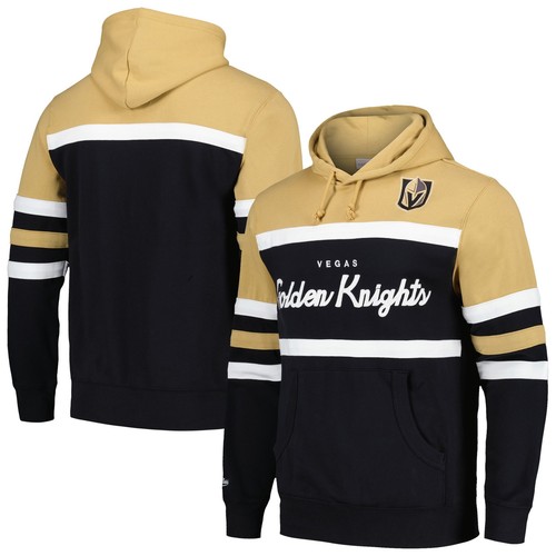 Felpa con cappuccio pullover uomo Mitchell & Ness nero oro Vegas Gol Knights Head Coach