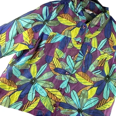 Blusa Erin Artsy Transparente Abotonada Y2K Dopamina Vestido Floral Boho Top 1X Plus Foto 1 de 4