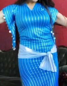 Egyptian Belly Dance Dress Saidi Costume,Baladi Galabeya, Striped Abaya, Kaftan - Bild 1 von 3