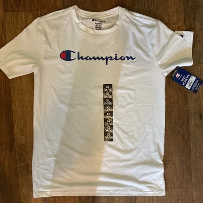 Champion Boys Active T-Shirt Size XL (14/16) Bright White W/ Logo - Image 1 of 2