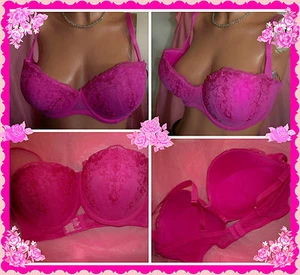38D hellrosa himbeere bestickt sehr sexy Spitze George UW PushUp BH RAR - Bild 1 von 6