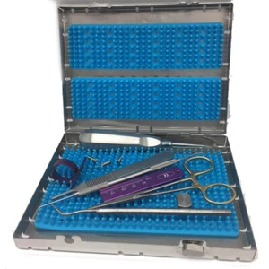 NUEVO 1 Juego Implante Dental Instrumento de Esterilización Casete Caja Bandeja Azul Medio - Imagen 1 de 1