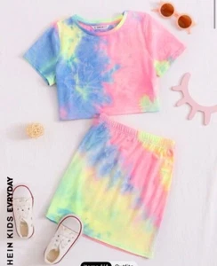 SHEIN kids size 11/12 neon tie dye skirt set - Picture 1 of 2