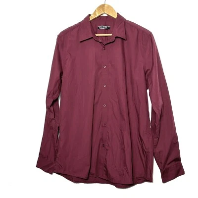 Camisa Paul Jones Para Hombre Grande L Rojo Borgoña Cuello Abotonado Manga Larga Foto 1 de 4
