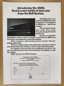 Pubblicità Bell System Dataphone 4800 1972 stampa d'epoca - Foto 1 di 1