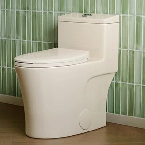 One Piece Toilet, Modern, ADA Toilet,Elongated Dual Flush 0.8/1.28 gpf,in Bisque - Picture 1 of 9