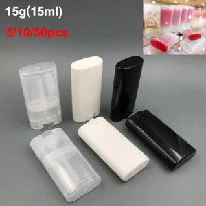 15g Empty Lipstick Oval Flat Tubes Deodorant Lip Balm DIY Cosmetic Containers - Picture 1 of 13