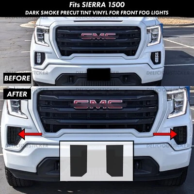 For 2019-2021 GMC Sierra 1500 SMOKE Fog Light Vinyl Front Overlay Tint - Imagem 1 de 4