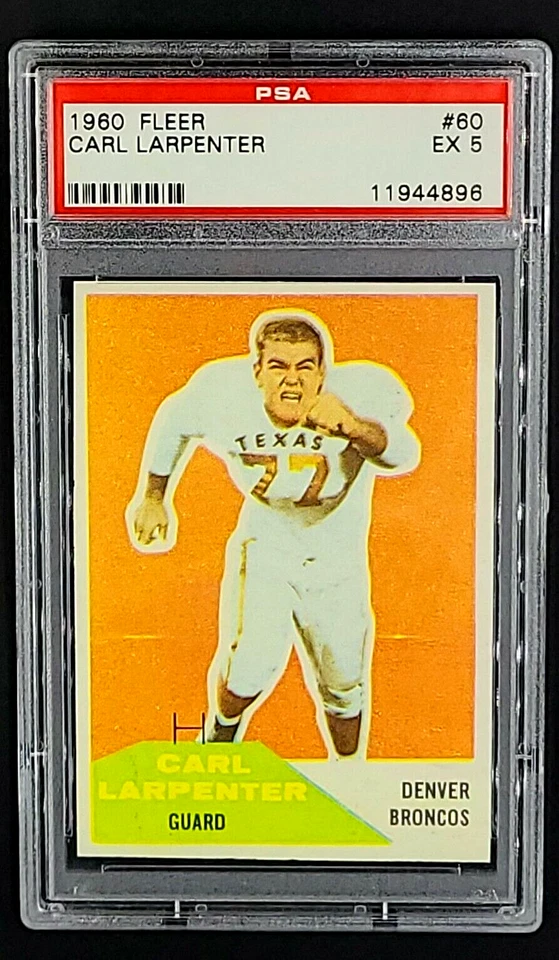 1960 Fleer #60 Carl Larpenter Denver Broncos PSA 5 EX Excellent - Image 1 of 4