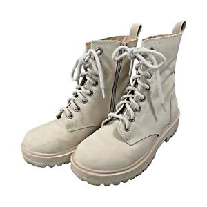 Combat Boots Women’s Unr8ed Beige Vegan Faux Leather  Size 7M