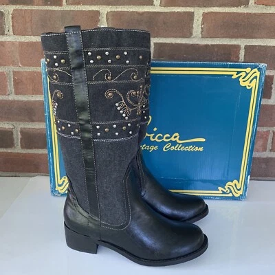 Sbicca Womens Collins Black Leather/fabric Western Mid-Calf Boots US 6.5 M - Image 1 of 4