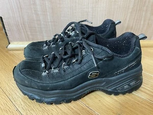 Skechers Premium Sport Womens Athletic Shoes Sneakers Size 6 Black 1718 Lace Up - Picture 1 of 7