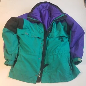 VTG 90’S COLUMBIA 2 LAYER W/ ZIP OUT RADIAL SLEEVE JACKET - SZ M TEAL PURPLE - Picture 1 of 11