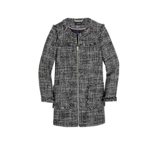 NWT J.CREW Size 4 Women's Tweed swing coat in RAVEN BLACK Style H8294 $198 - Picture 1 of 11