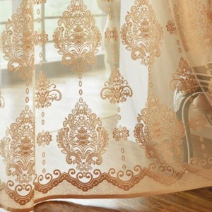 Embroidery Floral Curtains Tulle Voile Sheer Drapes Window European Home Modern - Picture 1 of 10