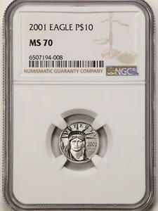 2001 $10 1/10oz Platinum American Eagle MS70 NGC 6507194-008 - Picture 1 of 2