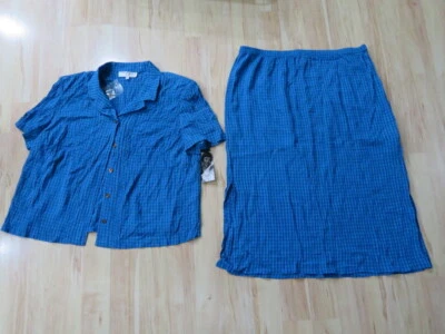 Nuevo Conjunto Blusa Donna Ricco New York Azul Teal 2 Piezas Falda Arrugada Talla Grande 24 Foto 1 de 4