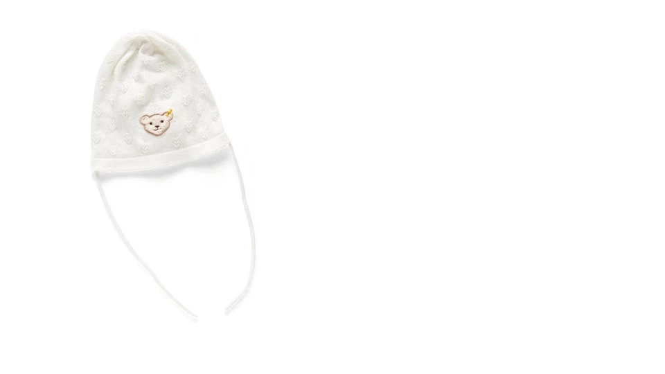 Steiff Berretto/Berretto Lavorato a Maglia,Bianco Cucitura Fine Con Motivo Rete - Immagine 1 di 1